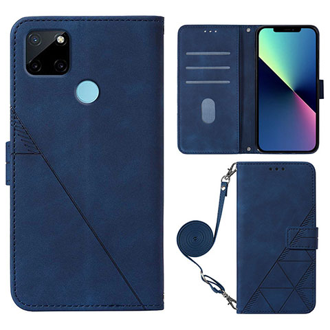 Custodia Portafoglio In Pelle Cover con Supporto Y02B per Realme C21Y Blu