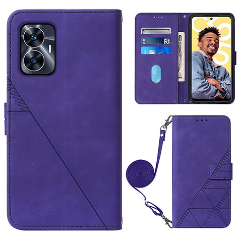 Custodia Portafoglio In Pelle Cover con Supporto Y02B per Realme C55 Viola