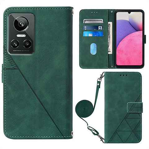 Custodia Portafoglio In Pelle Cover con Supporto Y02B per Realme GT Neo3 5G Verde