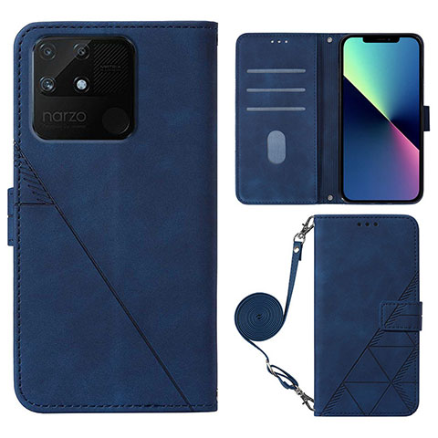 Custodia Portafoglio In Pelle Cover con Supporto Y02B per Realme Narzo 50A Blu