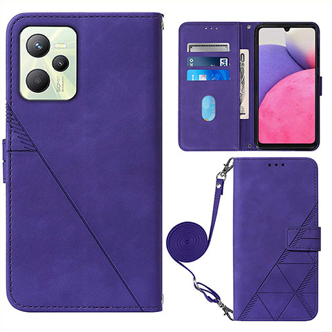 Custodia Portafoglio In Pelle Cover con Supporto Y02B per Realme Narzo 50A Prime Viola