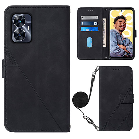 Custodia Portafoglio In Pelle Cover con Supporto Y02B per Realme Narzo N55 Nero