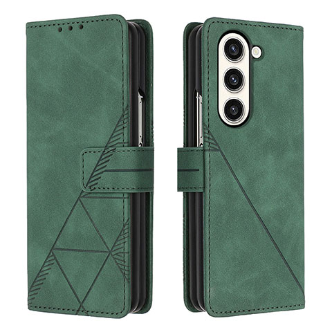 Custodia Portafoglio In Pelle Cover con Supporto Y02B per Samsung Galaxy Z Fold5 5G Verde