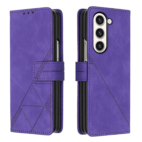 Custodia Portafoglio In Pelle Cover con Supporto Y02B per Samsung Galaxy Z Fold5 5G Viola