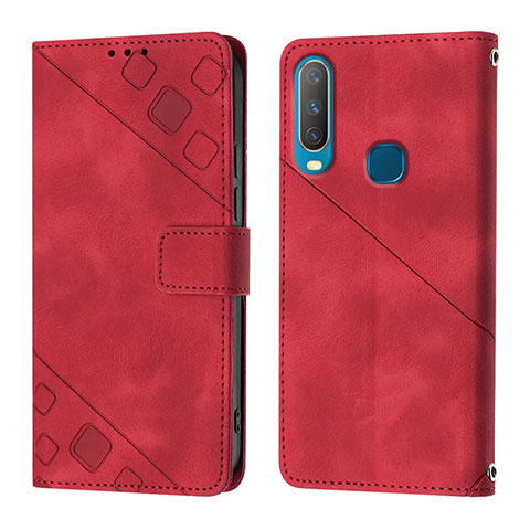 Custodia Portafoglio In Pelle Cover con Supporto Y02B per Vivo Y11 Rosso