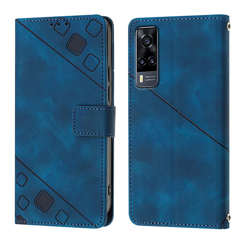 Custodia Portafoglio In Pelle Cover con Supporto Y02B per Vivo Y53s 4G Blu