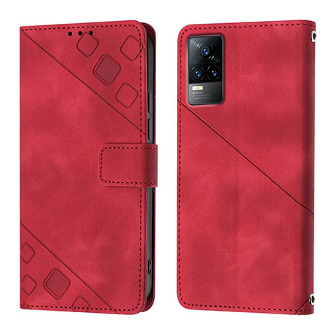 Custodia Portafoglio In Pelle Cover con Supporto Y02B per Vivo Y73 (2021) Rosso