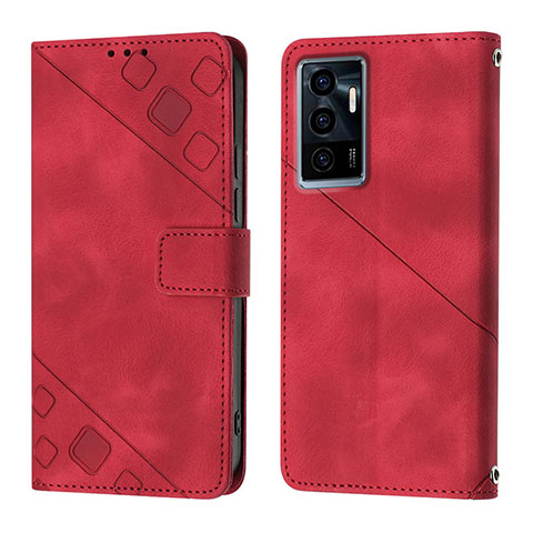 Custodia Portafoglio In Pelle Cover con Supporto Y02B per Vivo Y75 4G Rosso