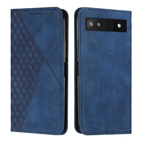 Custodia Portafoglio In Pelle Cover con Supporto Y02X per Google Pixel 6a 5G Blu