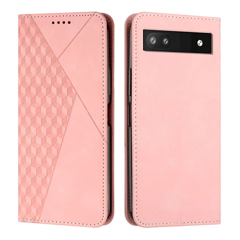 Custodia Portafoglio In Pelle Cover con Supporto Y02X per Google Pixel 6a 5G Oro Rosa