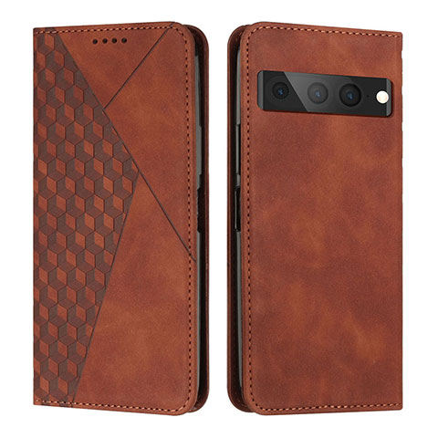 Custodia Portafoglio In Pelle Cover con Supporto Y02X per Google Pixel 7 Pro 5G Marrone