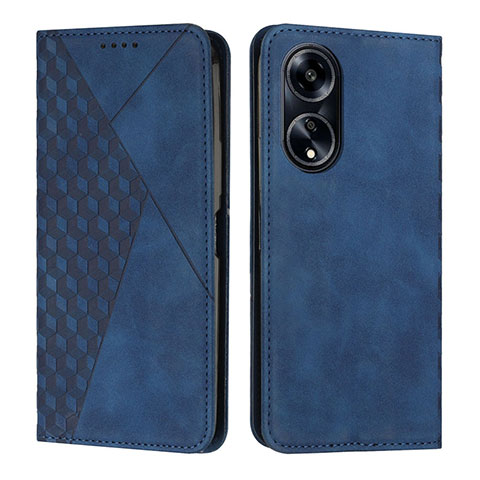 Custodia Portafoglio In Pelle Cover con Supporto Y02X per Huawei Honor X5 Plus Blu