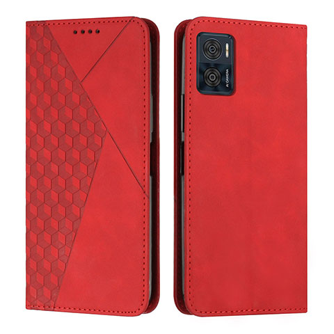 Custodia Portafoglio In Pelle Cover con Supporto Y02X per Motorola Moto E22 Rosso