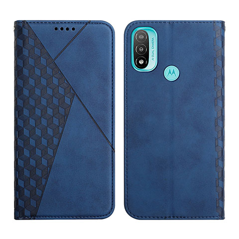 Custodia Portafoglio In Pelle Cover con Supporto Y02X per Motorola Moto E30 Blu