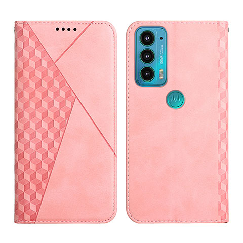 Custodia Portafoglio In Pelle Cover con Supporto Y02X per Motorola Moto Edge Lite 5G Oro Rosa