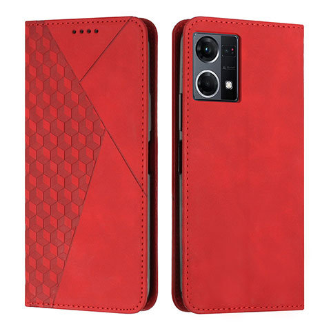 Custodia Portafoglio In Pelle Cover con Supporto Y02X per Oppo F21 Pro 4G Rosso