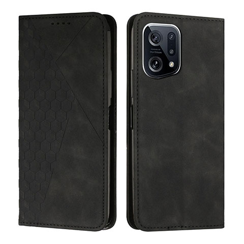 Custodia Portafoglio In Pelle Cover con Supporto Y02X per Oppo Find X5 5G Nero