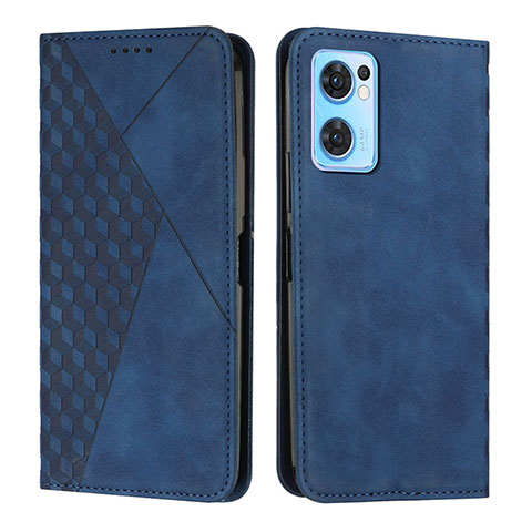 Custodia Portafoglio In Pelle Cover con Supporto Y02X per Oppo Find X5 Lite 5G Blu