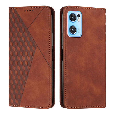 Custodia Portafoglio In Pelle Cover con Supporto Y02X per Oppo Find X5 Lite 5G Marrone