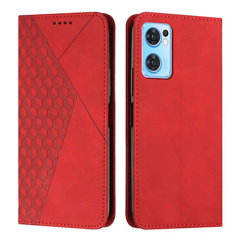 Custodia Portafoglio In Pelle Cover con Supporto Y02X per Oppo Reno7 5G Rosso