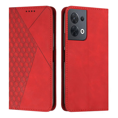 Custodia Portafoglio In Pelle Cover con Supporto Y02X per Oppo Reno8 5G Rosso