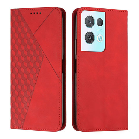 Custodia Portafoglio In Pelle Cover con Supporto Y02X per Oppo Reno8 Pro 5G Rosso