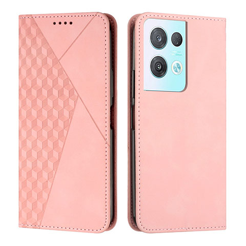 Custodia Portafoglio In Pelle Cover con Supporto Y02X per Oppo Reno9 Pro+ Plus 5G Oro Rosa