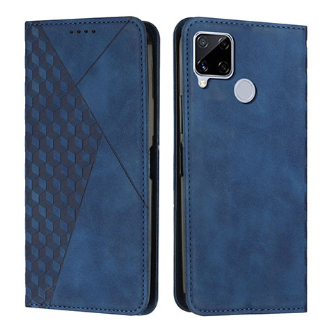 Custodia Portafoglio In Pelle Cover con Supporto Y02X per Realme 7i RMX2193 Blu