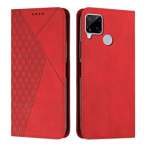 Custodia Portafoglio In Pelle Cover con Supporto Y02X per Realme 7i RMX2193 Rosso