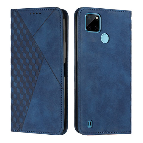 Custodia Portafoglio In Pelle Cover con Supporto Y02X per Realme C21Y Blu