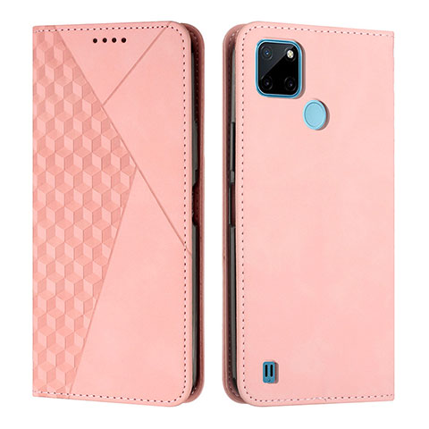 Custodia Portafoglio In Pelle Cover con Supporto Y02X per Realme C21Y Oro Rosa