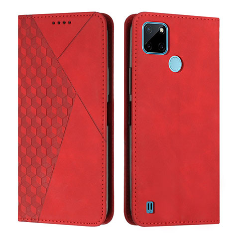 Custodia Portafoglio In Pelle Cover con Supporto Y02X per Realme C25Y Rosso