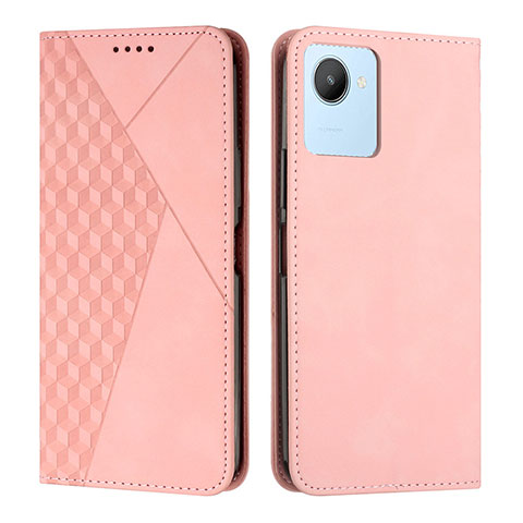 Custodia Portafoglio In Pelle Cover con Supporto Y02X per Realme C30 Oro Rosa