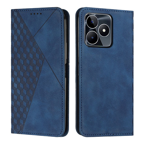 Custodia Portafoglio In Pelle Cover con Supporto Y02X per Realme C53 India Blu