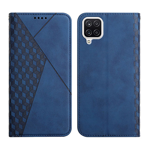 Custodia Portafoglio In Pelle Cover con Supporto Y02X per Samsung Galaxy A12 Nacho Blu