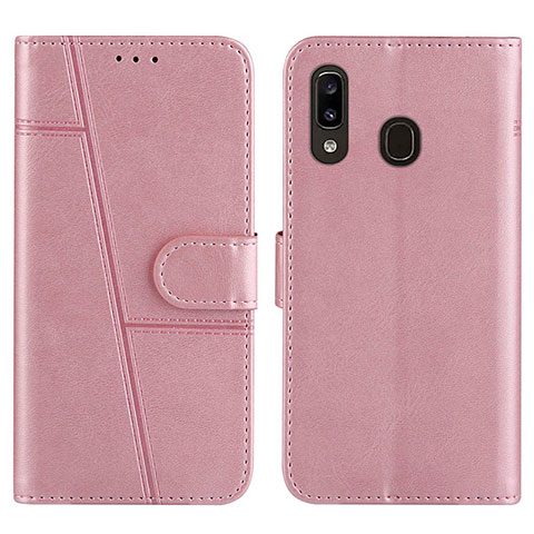 Custodia Portafoglio In Pelle Cover con Supporto Y02X per Samsung Galaxy A20 Oro Rosa