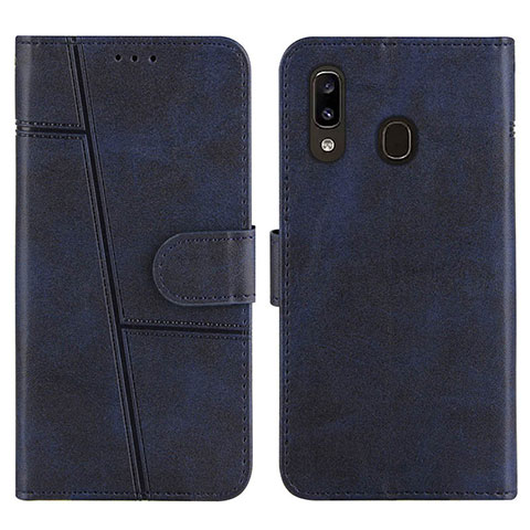 Custodia Portafoglio In Pelle Cover con Supporto Y02X per Samsung Galaxy A30 Blu