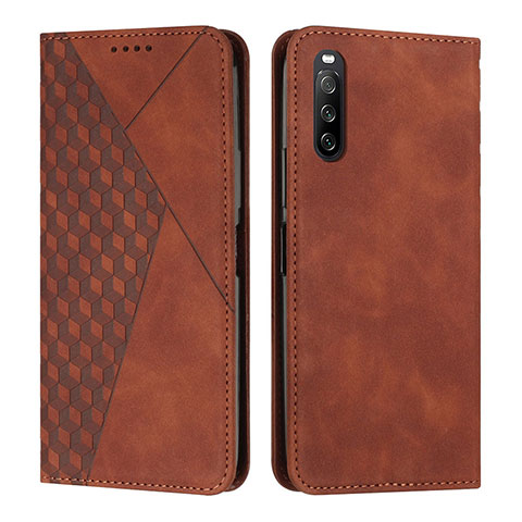 Custodia Portafoglio In Pelle Cover con Supporto Y02X per Sony Xperia 10 V Marrone