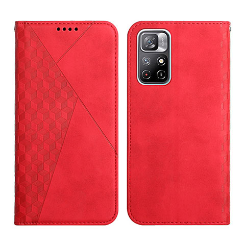 Custodia Portafoglio In Pelle Cover con Supporto Y02X per Xiaomi Poco M4 Pro 5G Rosso