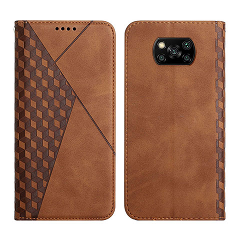 Custodia Portafoglio In Pelle Cover con Supporto Y02X per Xiaomi Poco X3 NFC Marrone