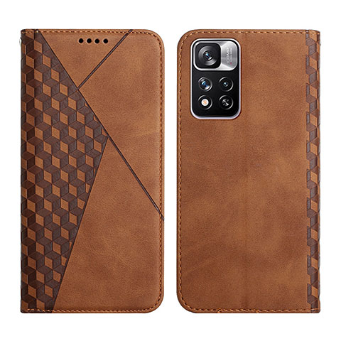 Custodia Portafoglio In Pelle Cover con Supporto Y02X per Xiaomi Poco X4 NFC Marrone