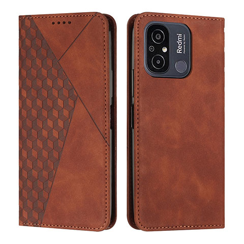 Custodia Portafoglio In Pelle Cover con Supporto Y02X per Xiaomi Redmi 12C 4G Marrone