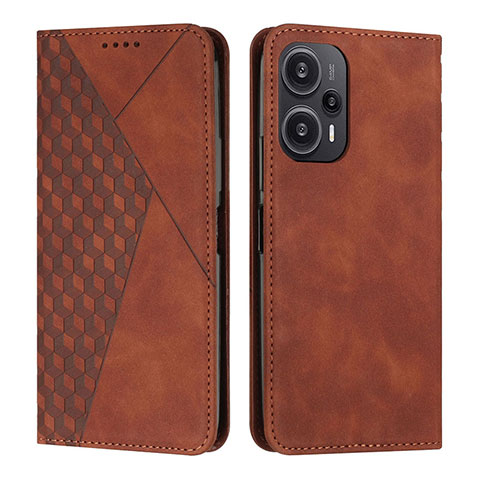 Custodia Portafoglio In Pelle Cover con Supporto Y02X per Xiaomi Redmi Note 12 Turbo 5G Marrone