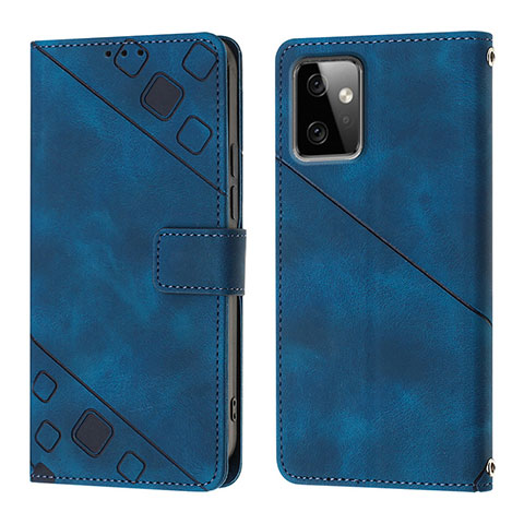 Custodia Portafoglio In Pelle Cover con Supporto Y03B per Motorola Moto G Power 5G (2023) Blu