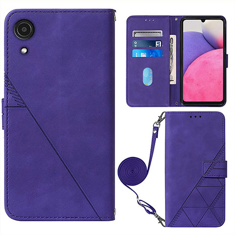 Custodia Portafoglio In Pelle Cover con Supporto Y03B per Samsung Galaxy A03 Core Viola