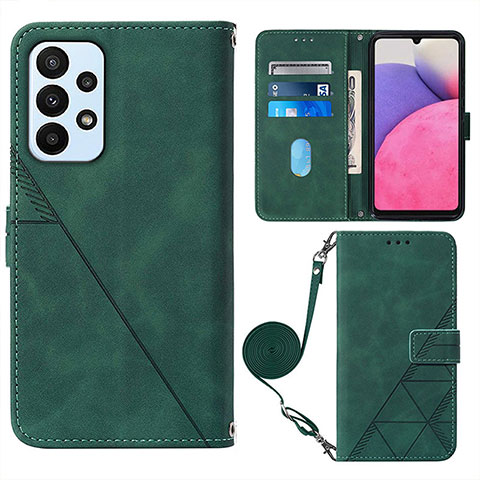 Custodia Portafoglio In Pelle Cover con Supporto Y03B per Samsung Galaxy A23 4G Verde