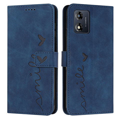 Custodia Portafoglio In Pelle Cover con Supporto Y03X per Motorola Moto E13 Blu