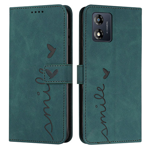 Custodia Portafoglio In Pelle Cover con Supporto Y03X per Motorola Moto E13 Verde