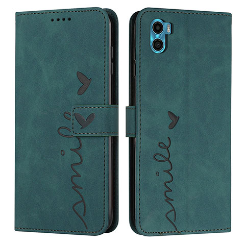 Custodia Portafoglio In Pelle Cover con Supporto Y03X per Motorola Moto E22S Verde