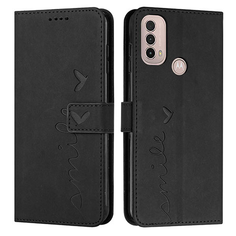 Custodia Portafoglio In Pelle Cover con Supporto Y03X per Motorola Moto E30 Nero